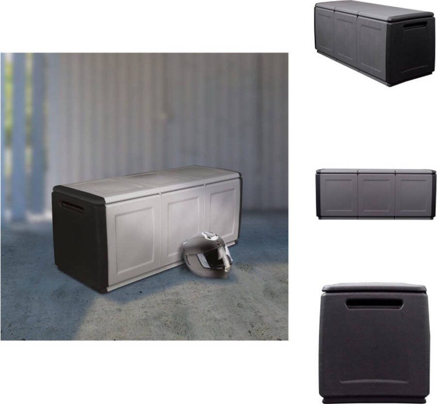 VidaXL Tuinbox Donkergrijs Zwart 138 x 53 x 57 cm 330 L Gemaakt van 100% PP Opberger