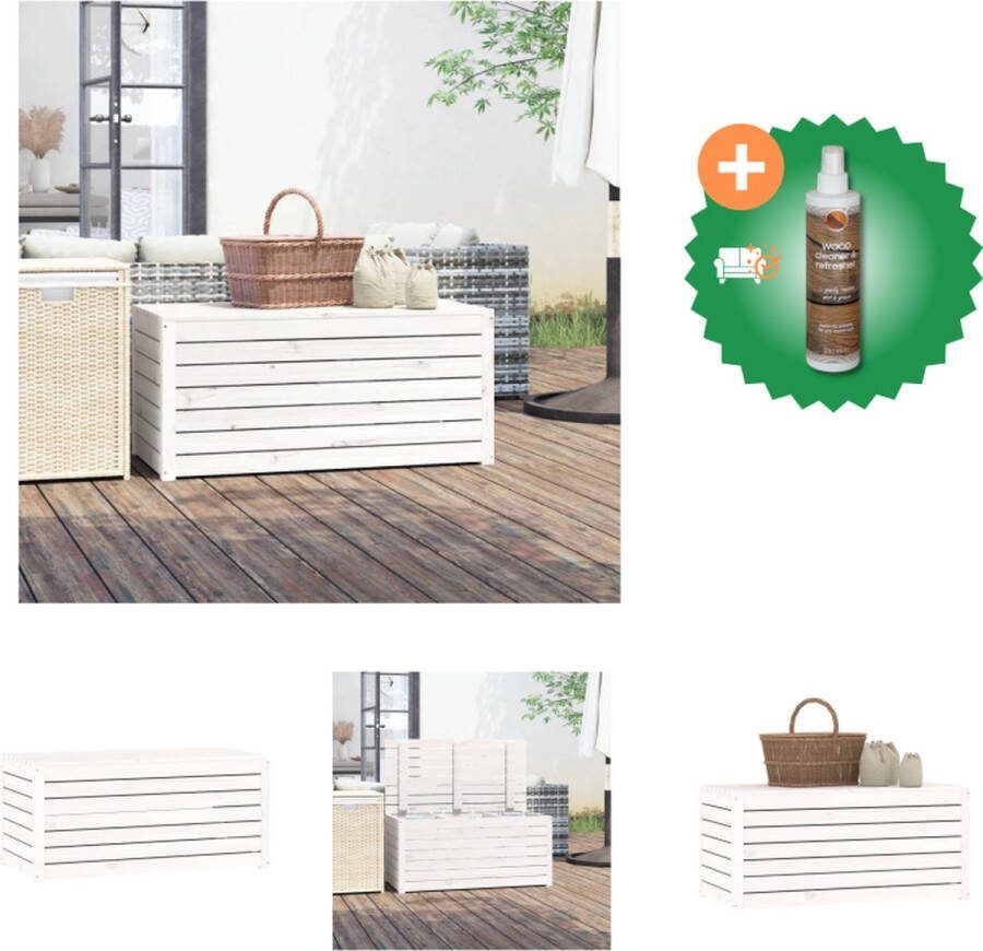 VidaXL Tuinbox Grenenhout Terrasbox 101x50.5x46.5 cm Wit Opberger Inclusief Houtreiniger en verfrisser