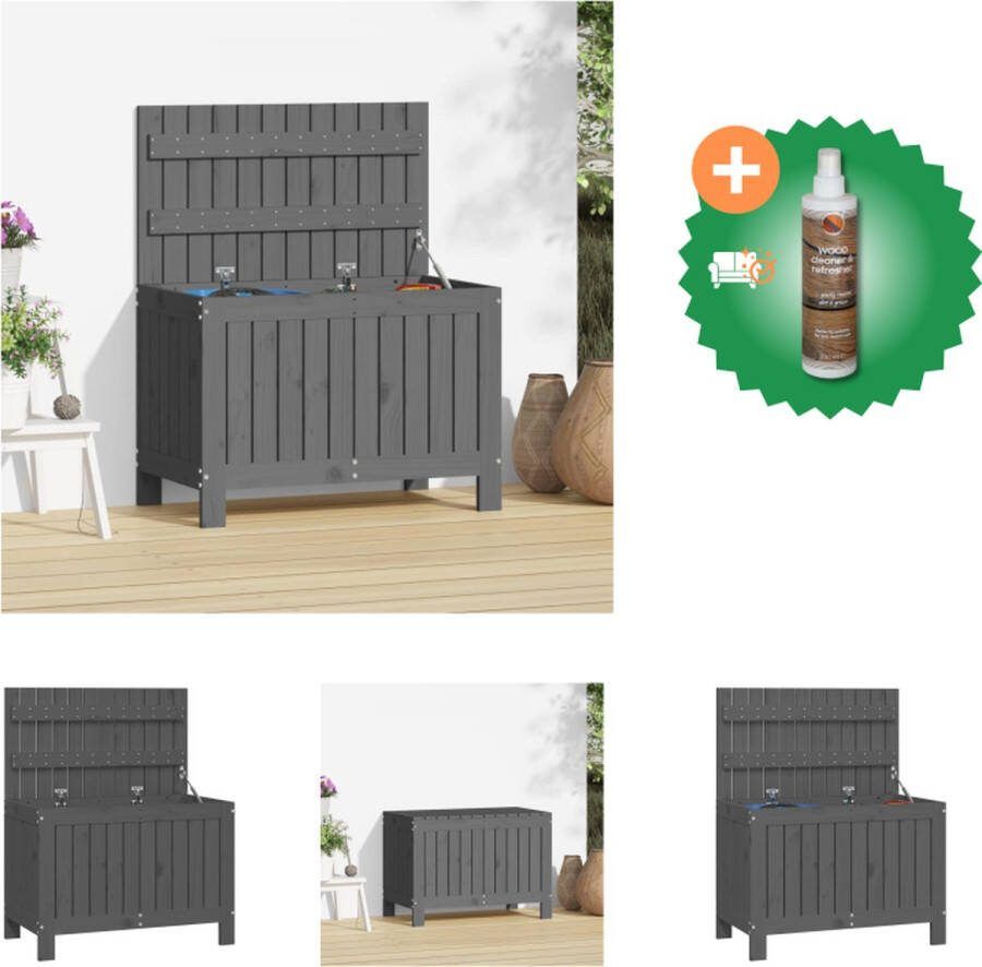 VidaXL Tuinbox Grenenhouten opbergbox 76 x 42.5 x 54 cm Grijs Opberger Inclusief Houtreiniger en verfrisser
