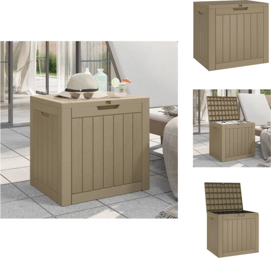 VidaXL Tuinbox Imitatiehout 55.5 x 43 x 53 cm 118 L opbergruimte Lichtbruin PP Opberger