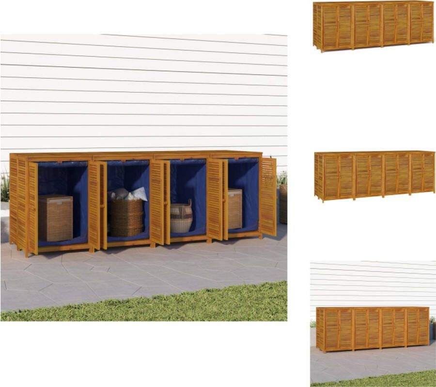 VidaXL Tuinbox Massief Acaciahout 280 x 87 x 104 cm Ruime opbergbox met waterbestendige binnenzakken Opberger