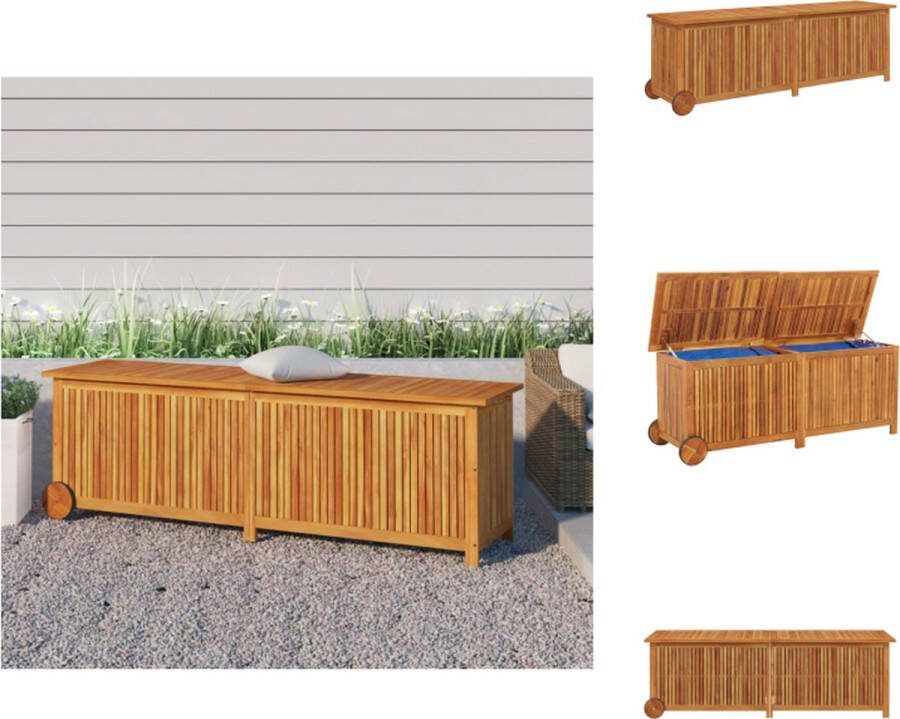 VidaXL Tuinbox Massief Acaciahout Waterbestendige Binnenzak Wielen en Handvat 150x50x58 cm Opberger