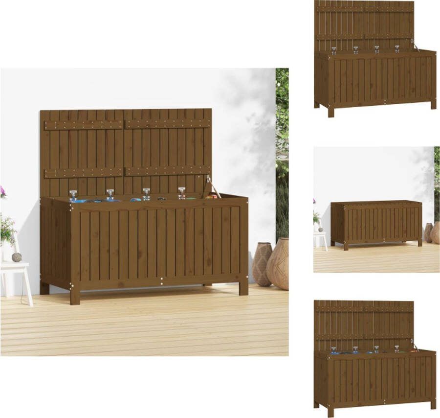 VidaXL Tuinbox Massief grenenhout 121 x 55 x 64 cm (B x D x H) Honingbruin Opberger