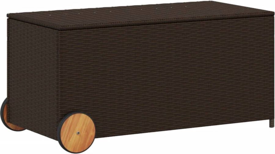 VidaXL Tuinbox met wielen 190 L poly rattan bruin