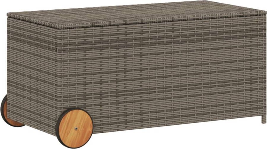 VidaXL Tuinbox met wielen 190 L poly rattan grijs