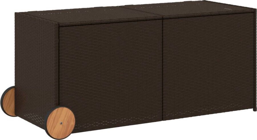VidaXL Tuinbox met wielen 283 L poly rattan bruin