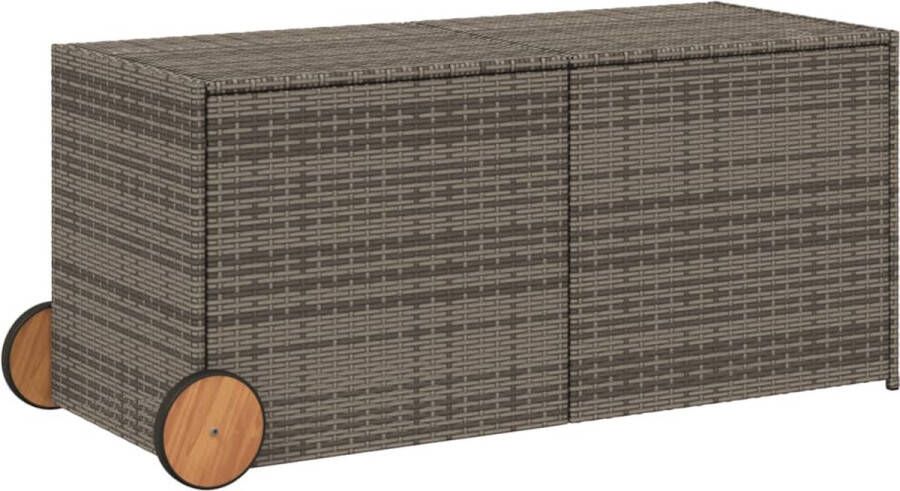 VidaXL Tuinbox met wielen 283 L poly rattan grijs