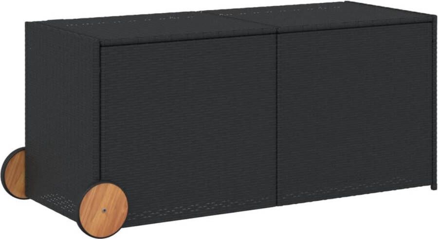 VidaXL Tuinbox met wielen 283 L poly rattan zwart