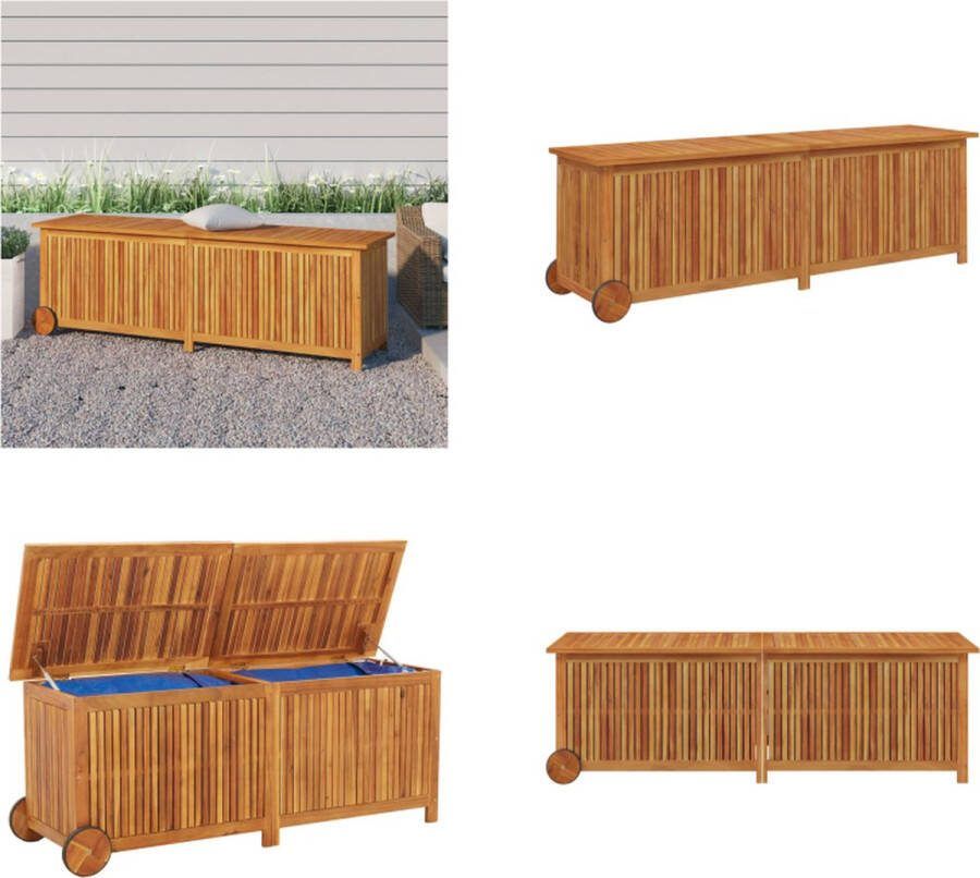 VidaXL Tuinbox met wieltjes 150x50x58 cm massief acaciahout Tuinbox Tuinboxen Opbergbox Tuinopbergbox