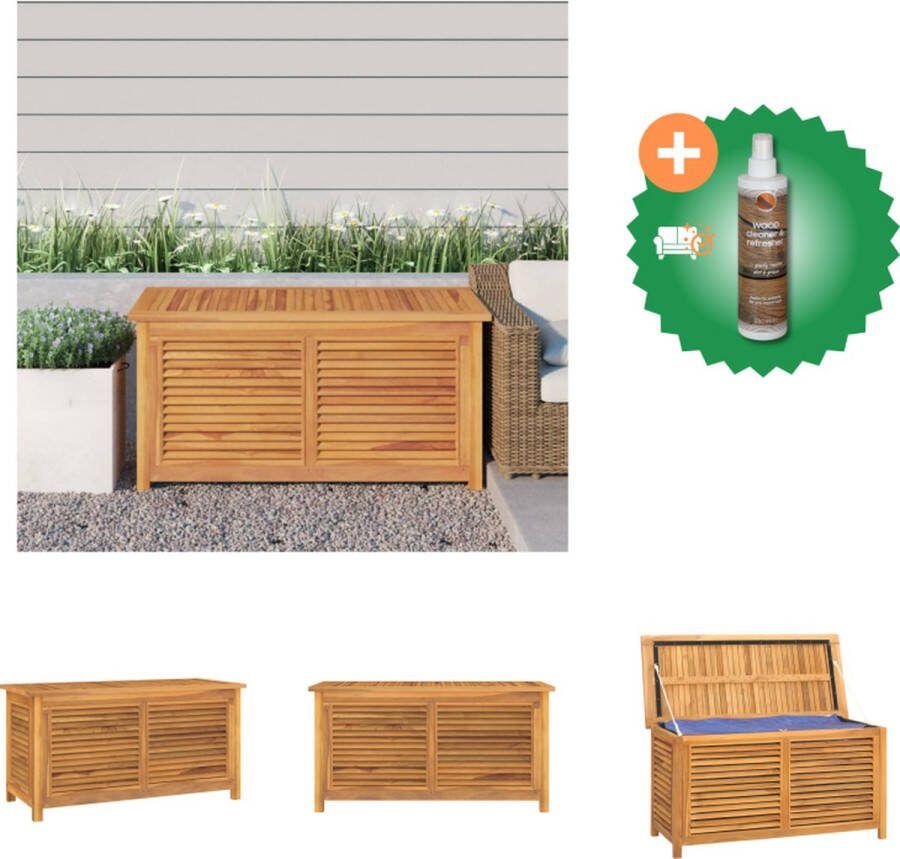 VidaXL Tuinbox Massief Teakhout Opbergbox 114x50x58 cm Rustieke charme Opberger Inclusief Houtreiniger en verfrisser