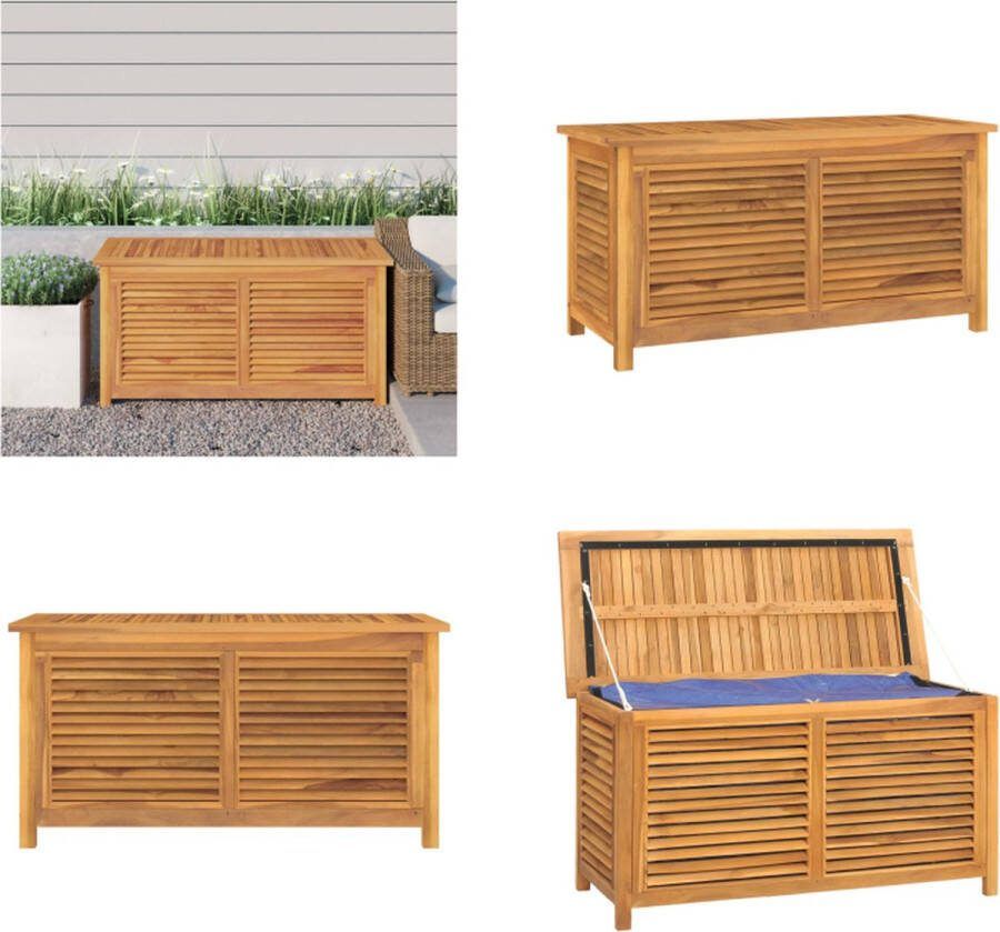 VidaXL Tuinbox met zak 114x50x58 cm massief teakhout Tuinbox Tuinboxen Opbergbox Tuinopbergbox