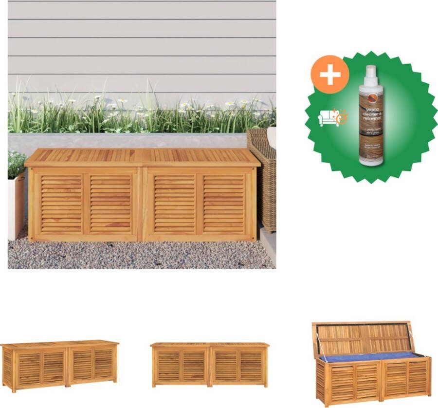VidaXL Houten Tuinbox 150 x 50 x 53 cm Massief teakhout Waterafstotende PE zak Opberger Inclusief Houtreiniger en verfrisser