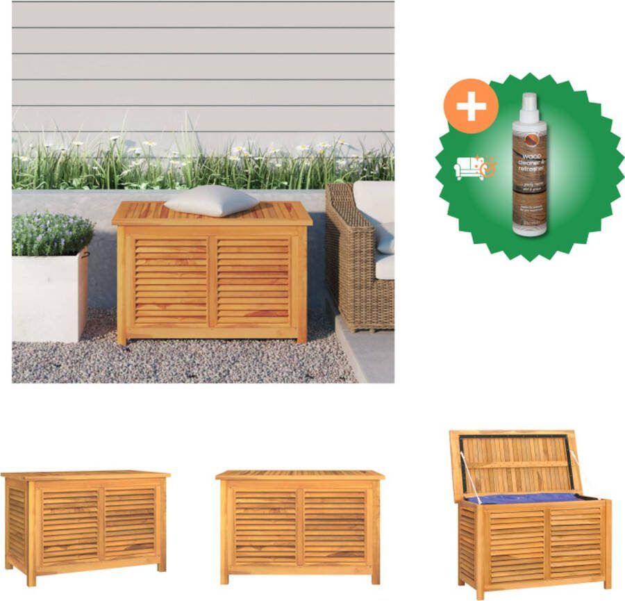 VidaXL Teakhouten Tuinbox 90 x 50 x 58 cm Rustieke Charme Waterbestendig PE Zak Binnen- en Buitengebruik Opberger Inclusief Houtreiniger en verfrisser