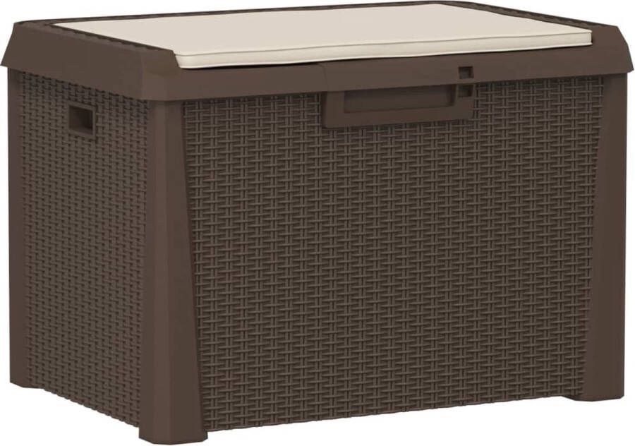 VidaXL -Tuinbox-met-zitkussen-125-L-polypropeen-bruin