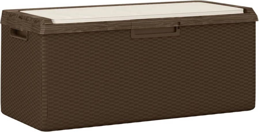 VidaXL -Tuinbox-met-zitkussen-350-L-polypropeen-bruin