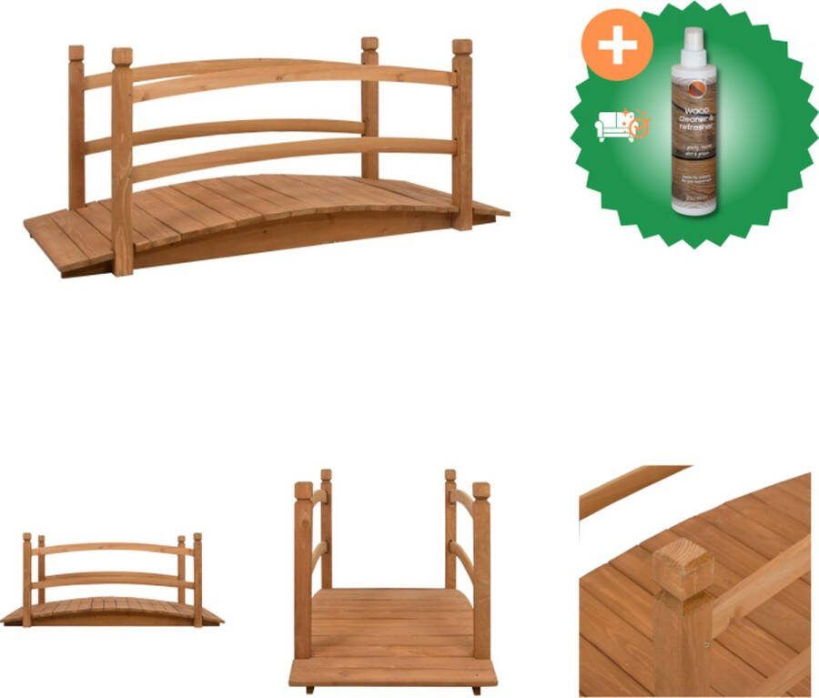 VidaXL Tuinbrug 140x60x60 cm massief vurenhout Waterornament Inclusief Houtreiniger en verfrisser