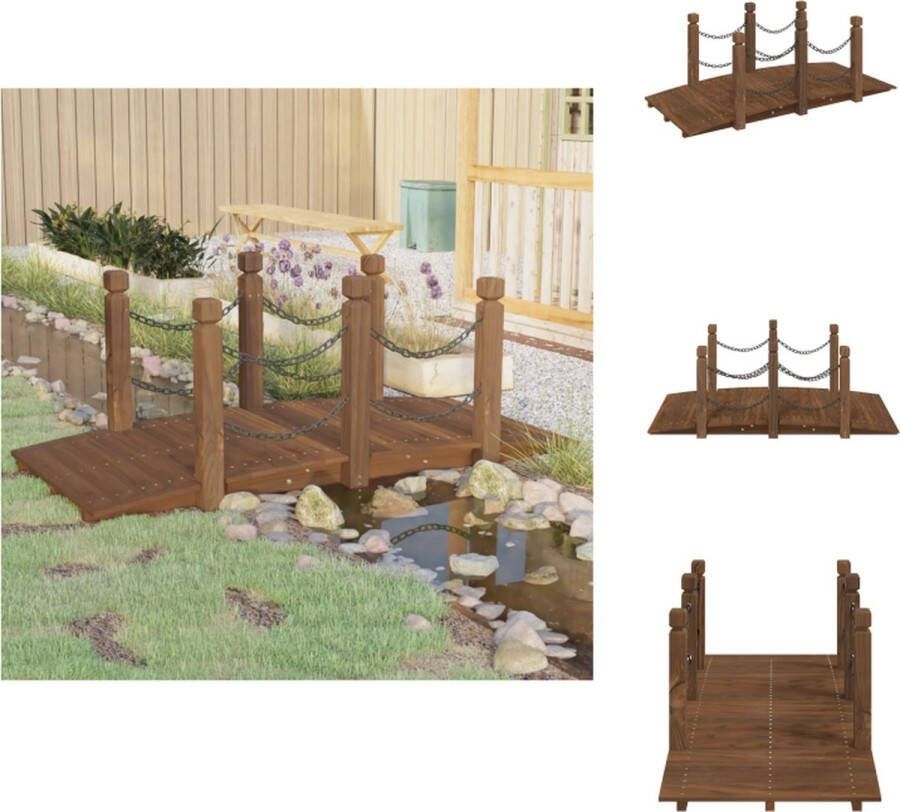 VidaXL Tuinbrug Massief vurenhout 150 x 67 x 56 cm Veilig en duurzaam Waterornament