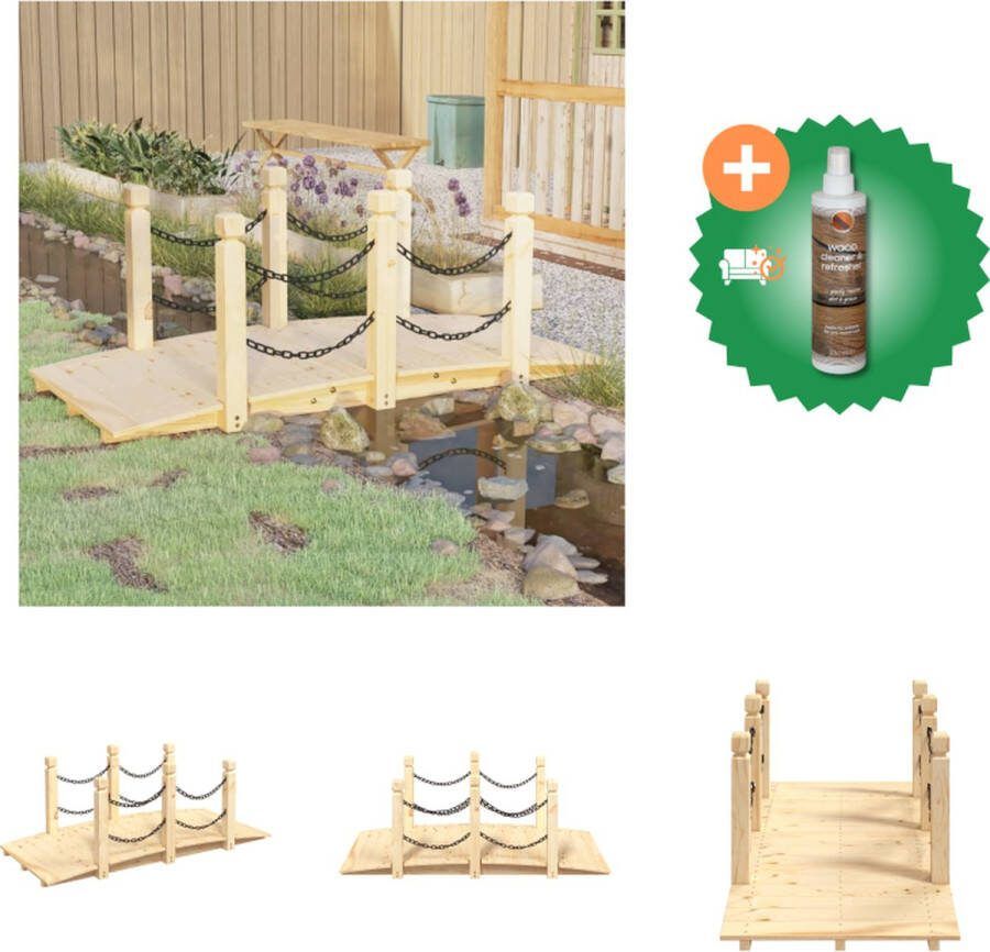 VidaXL Tuinbrug met kettingrails 150x67x56 cm massief vurenhout Waterornament Inclusief Houtreiniger en verfrisser