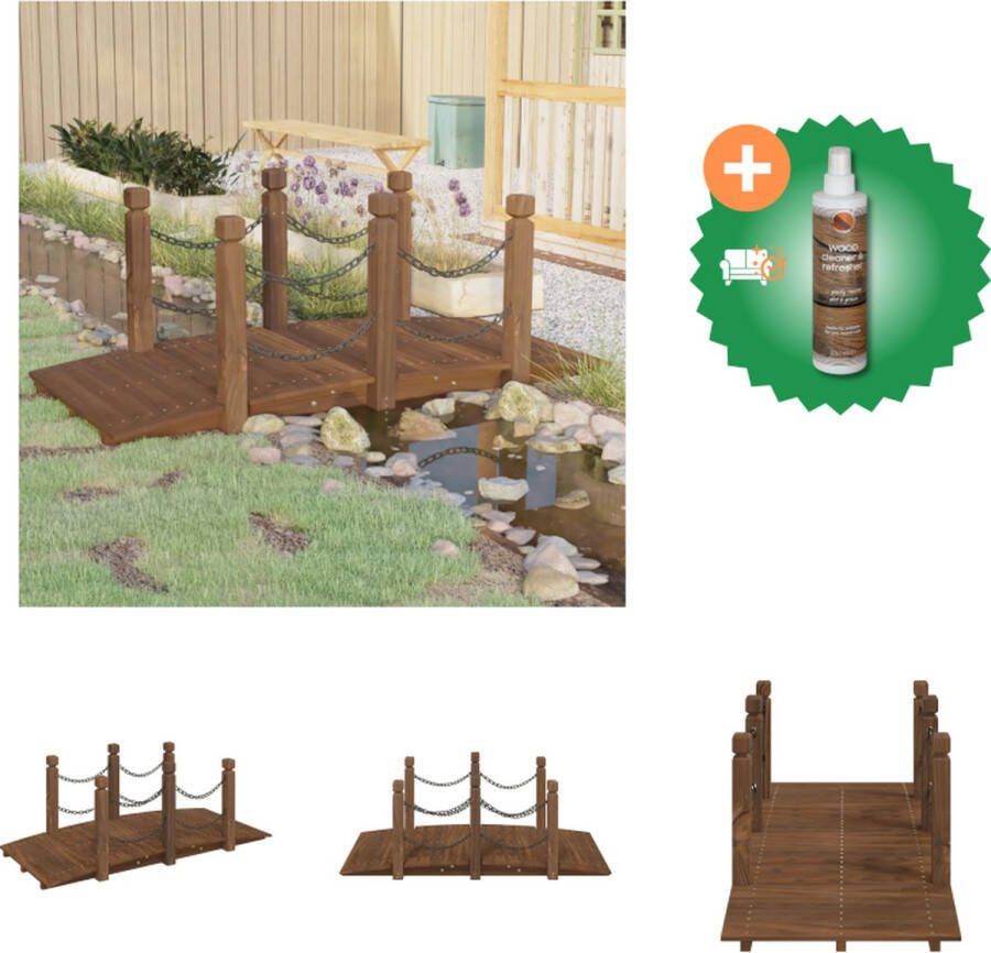 VidaXL Tuinbrug met kettingrails 150x67x56 cm massief vurenhout Waterornament Inclusief Houtreiniger en verfrisser