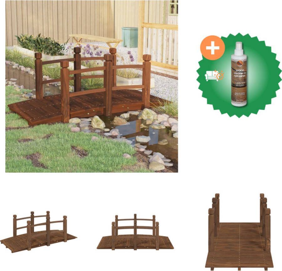 VidaXL Tuinbrug met leuningen 150x67x56 cm massief vurenhout Waterornament Inclusief Houtreiniger en verfrisser