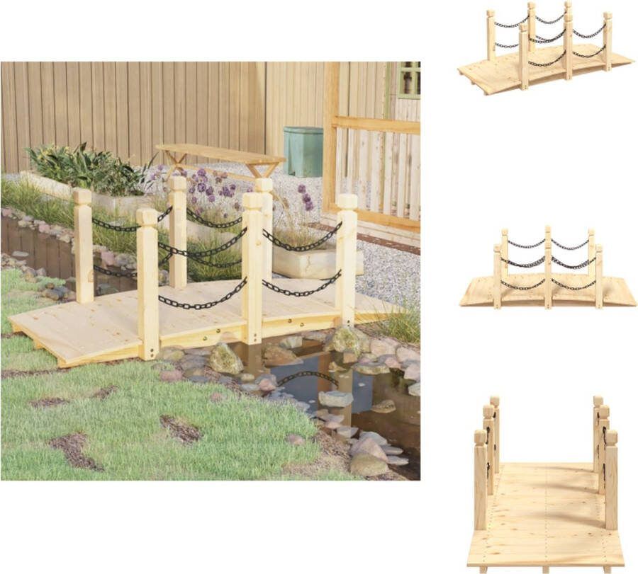 VidaXL Tuinbrug Tuinaccessoires 150x67x56 cm Massief vurenhout Waterornament