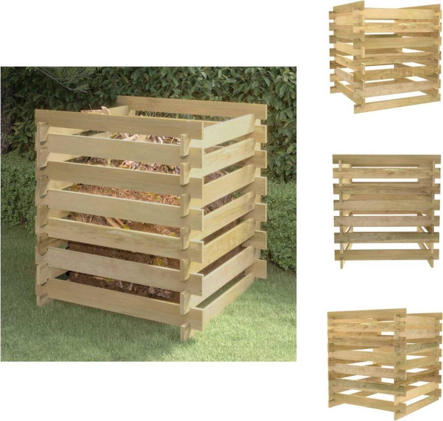 VidaXL Tuincompostbak Massief grenenhout 90x90x90 cm Corrosiebestendig Compostbak