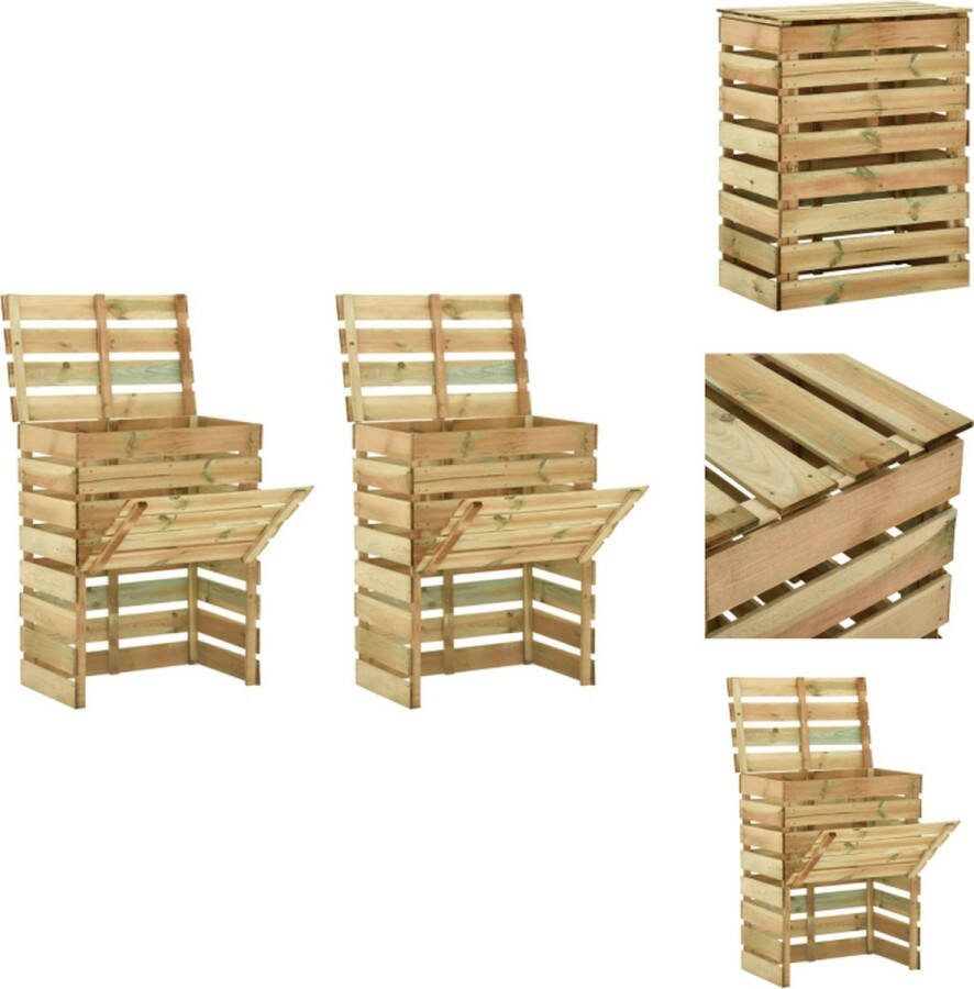 VidaXL Tuincompostbakken Grenenhout 80 x 50 x 100 cm Slijtvast Weerbestendig 2 stuks Compostbak