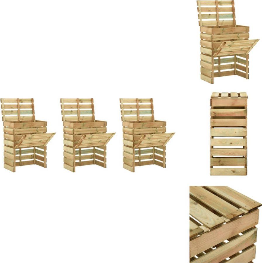 VidaXL Tuincompostbakken Hout 80x50x100 cm Gelat ontwerp Compostbak