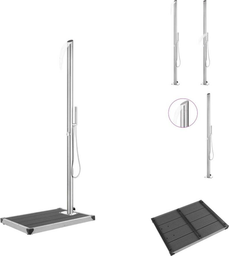 VidaXL Tuindouche Roestvrij Staal 225 cm HKC Basis Grijs Buitendouche