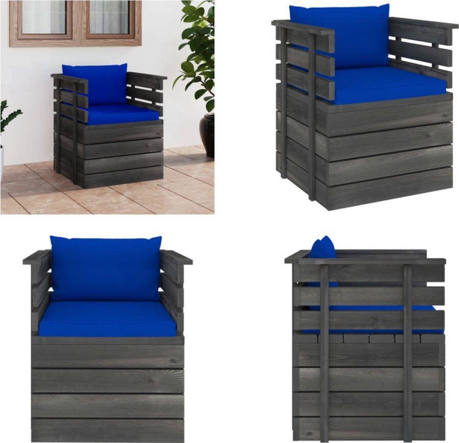 VidaXL Tuinfauteuil met kussens pallet grenenhout Palletstoel Palletstoelen Pallet Stoel Pallet Stoelen