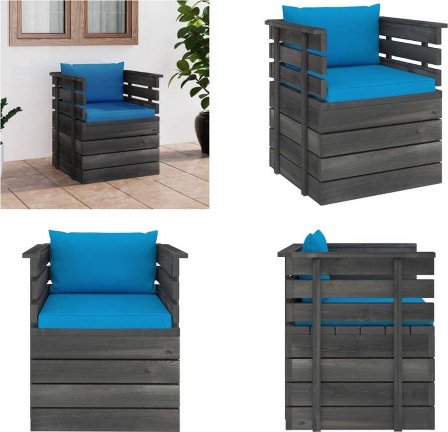 VidaXL Tuinfauteuil met kussens pallet grenenhout Palletstoel Palletstoelen Pallet Stoel Pallet Stoelen