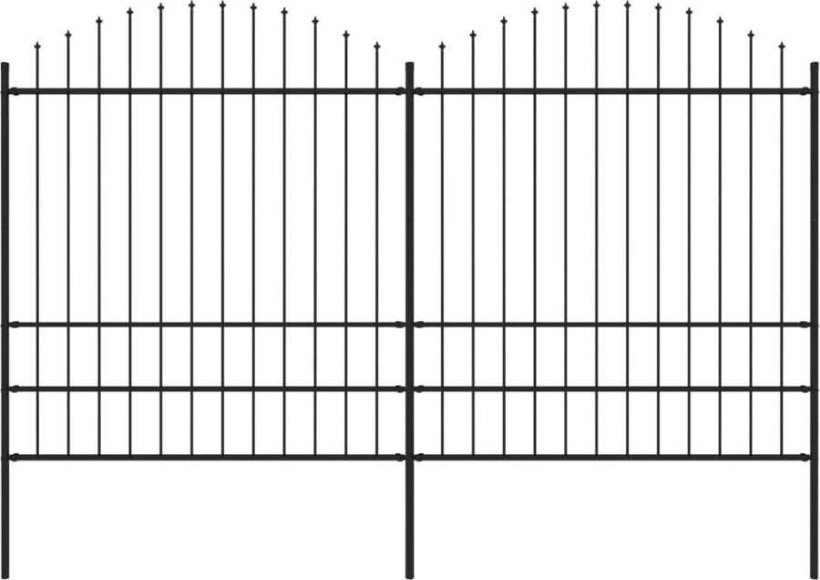 VidaXL -Tuinhek-met-speren-bovenkant-(1 75-2)x3 4-m-staal-zwart