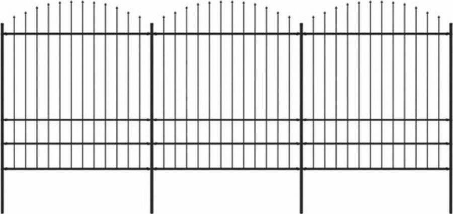 VidaXL -Tuinhek-met-speren-bovenkant-(1 75-2)x5 1-m-staal-zwart