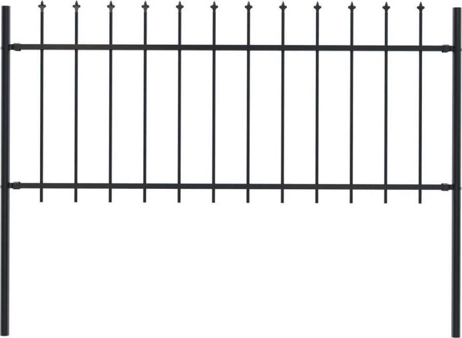 VidaXL -Tuinhek-met-speren-bovenkant-1 7x0 8-m-staal-zwart