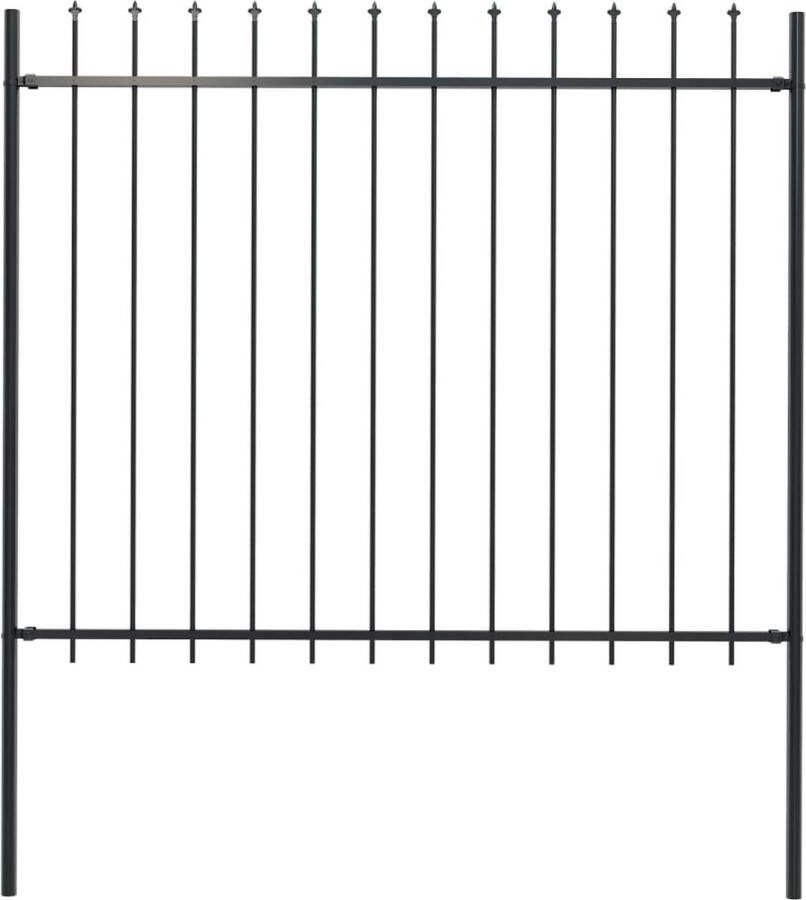 VidaXL -Tuinhek-met-speren-bovenkant-1 7x1 5-m-staal-zwart
