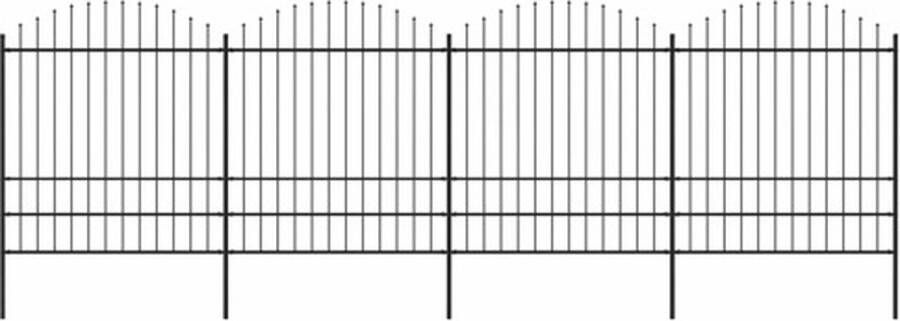 VidaXL -Tuinhek-met-speren-bovenkant-(1 75-2)x6 8-m-staal-zwart