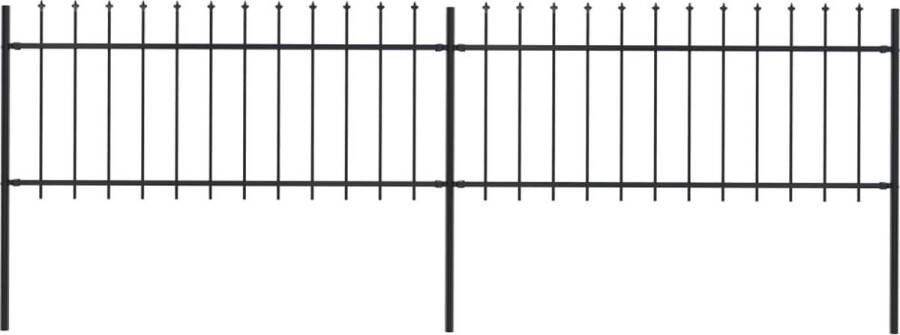 VidaXL -Tuinhek-met-speren-bovenkant-3 4x0 8-m-staal-zwart