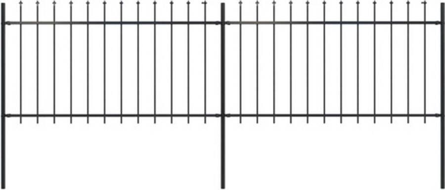 VidaXL -Tuinhek-met-speren-bovenkant-3 4x1-m-staal-zwart