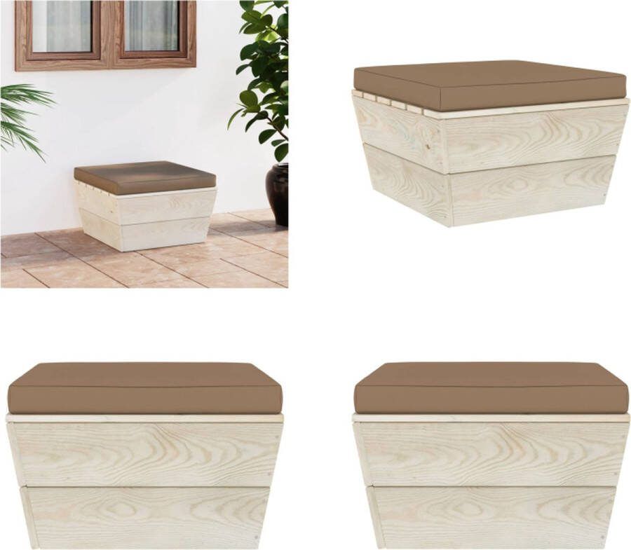VidaXL Tuinhocker met kussen pallet geïmpregneerd vurenhout Poef Poefs Poefen Pallet Poef