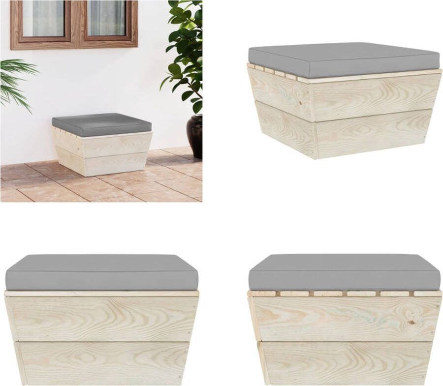VidaXL Tuinhocker met kussen pallet geïmpregneerd vurenhout Poef Poefs Poefen Pallet Poef