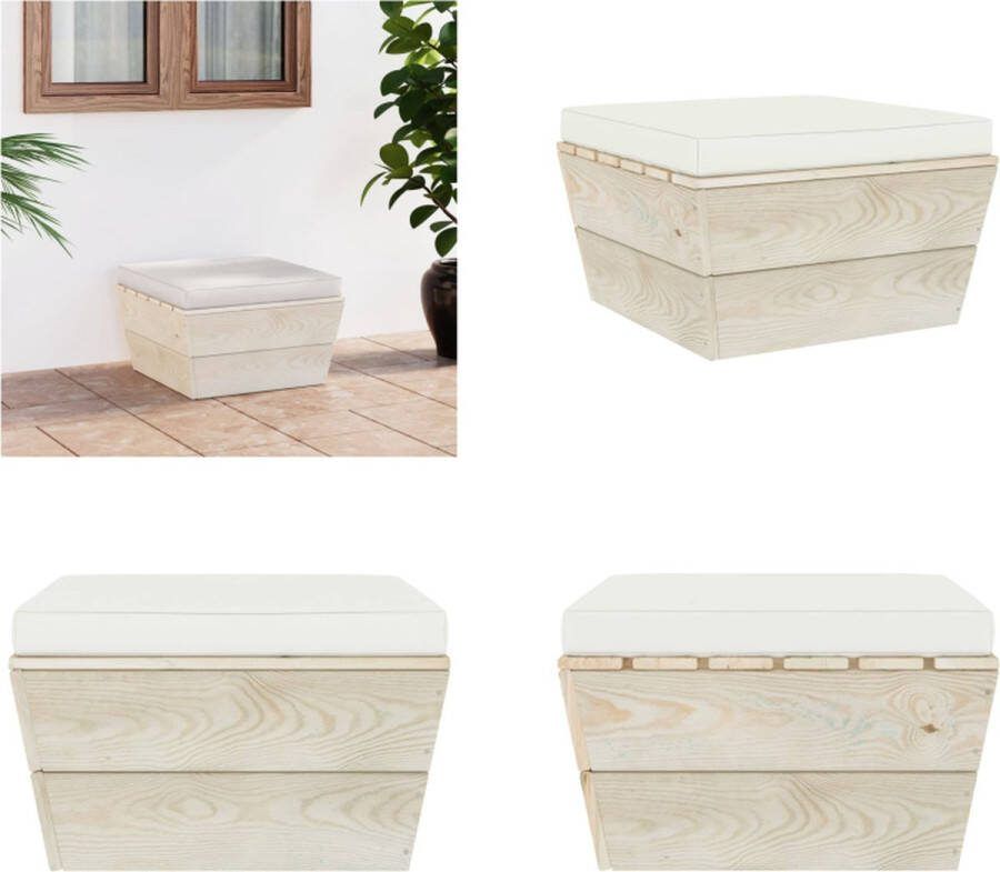 VidaXL Tuinhocker met kussen pallet geïmpregneerd vurenhout Poef Poefs Poefen Pallet Poef