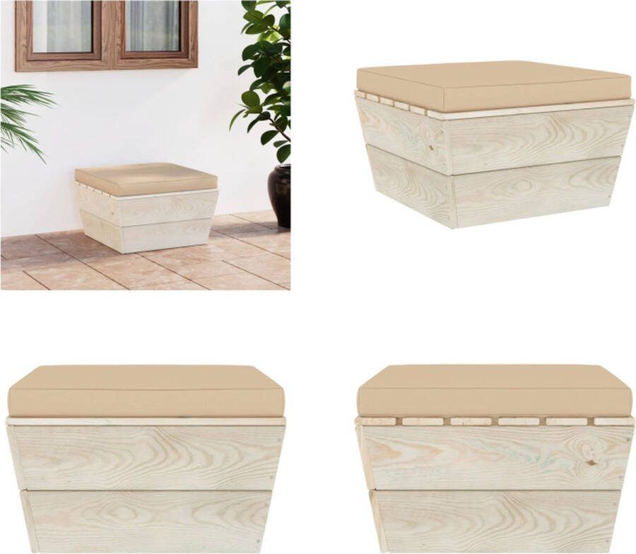 VidaXL Tuinhocker met kussen pallet geïmpregneerd vurenhout Poef Poefs Poefen Pallet Poef