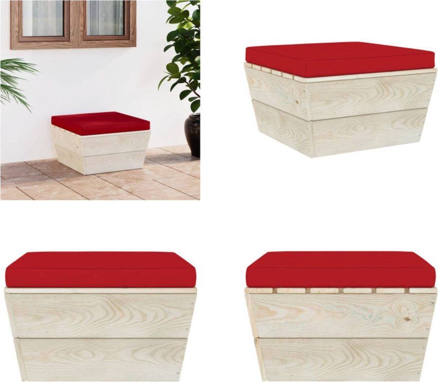 VidaXL Tuinhocker met kussen pallet geïmpregneerd vurenhout Poef Poefs Poefen Pallet Poef