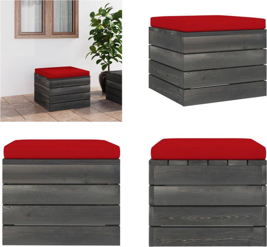 VidaXL Tuinhocker met kussen pallet grenenhout Poef Poefs Poefen Pallet Poef