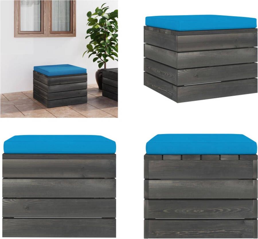VidaXL Tuinhocker met kussen pallet grenenhout Poef Poefs Poefen Pallet Poef
