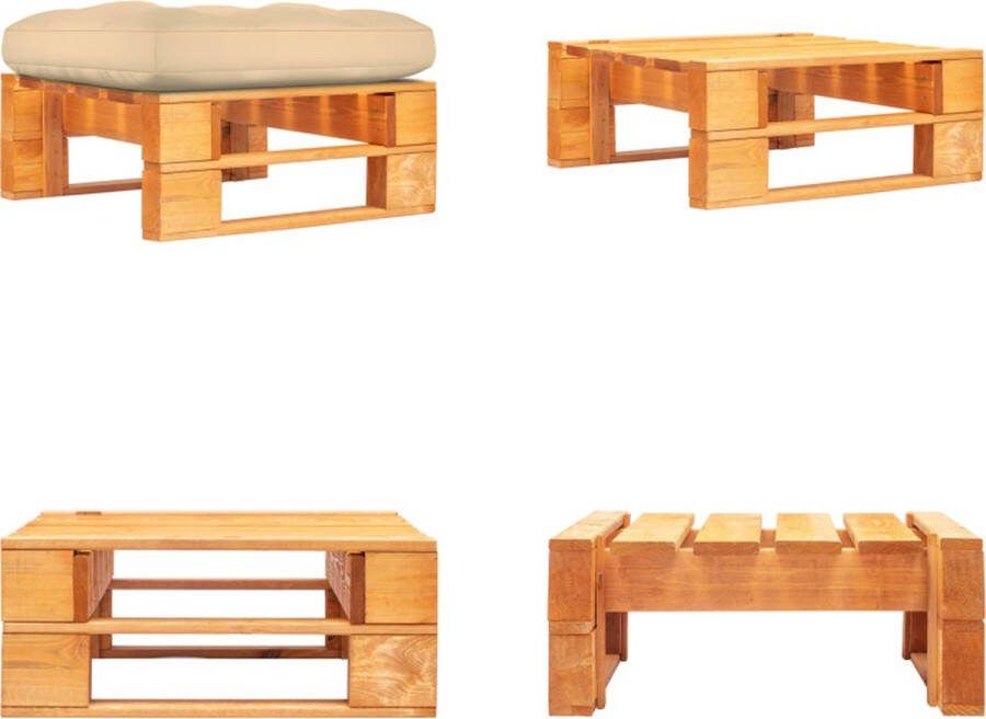 VidaXL Tuinhocker pallet honingbruin geïmpregneerd grenenhout Poef Poefs Poefen Pallet Poef
