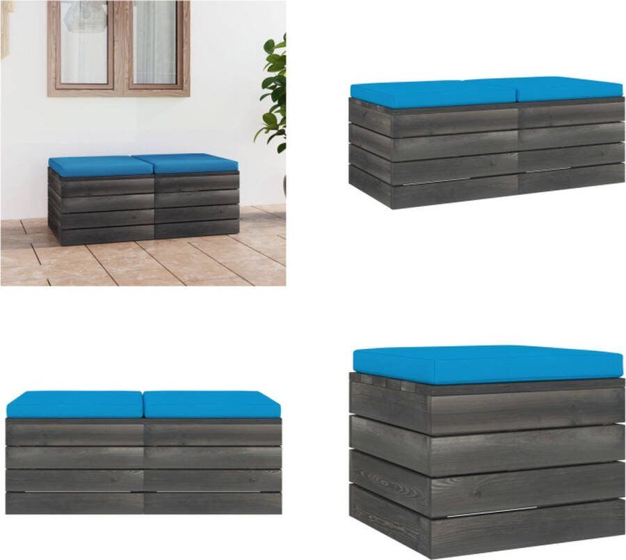 VidaXL Tuinhockers 2 st met kussens pallet massief grenenhout Poef Poefs Poefen Pallet Poef