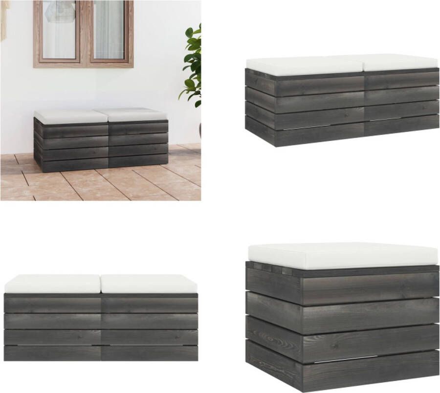VidaXL Tuinhockers 2 st met kussens pallet massief grenenhout Poef Poefs Poefen Pallet Poef