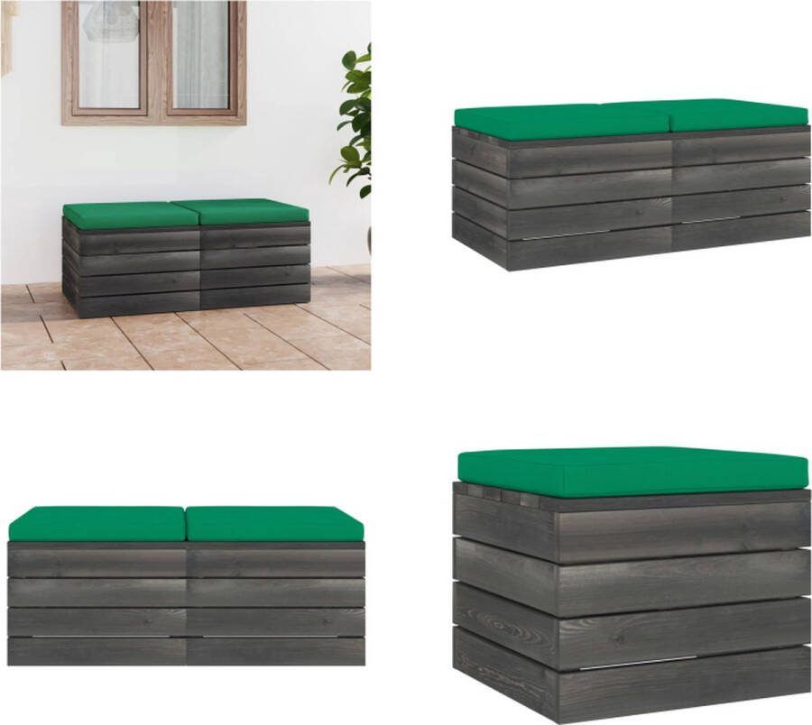 VidaXL Tuinhockers 2 st met kussens pallet massief grenenhout Poef Poefs Poefen Pallet Poef