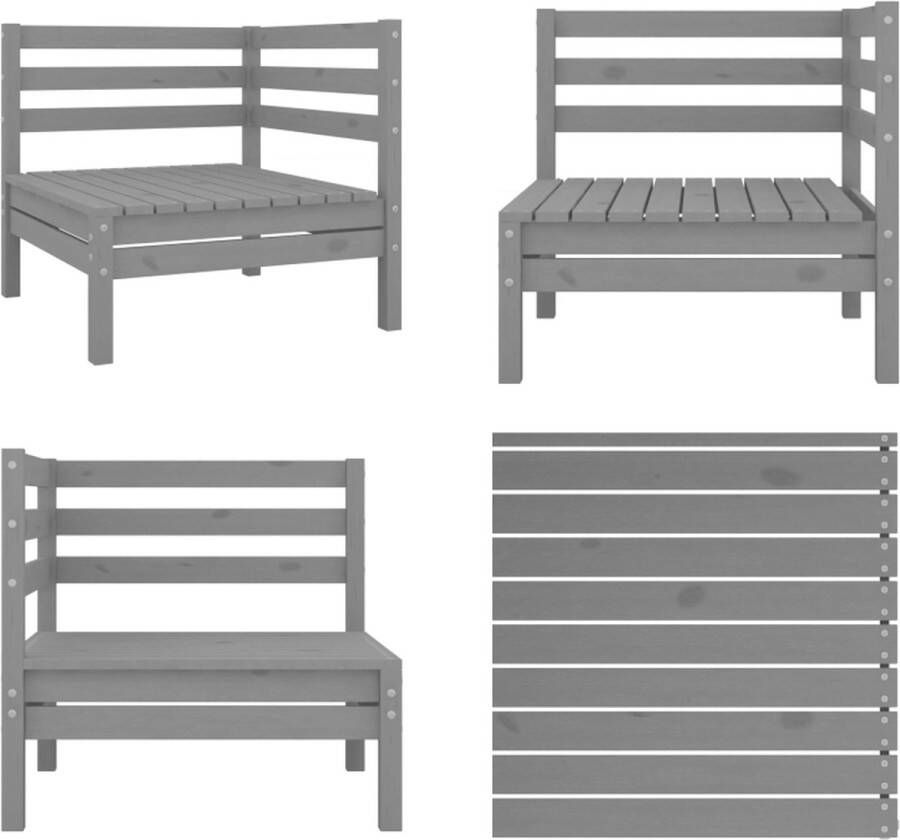 VidaXL Tuinhoekbank massief grenenhout grijs Palletbank Palletbanken Pallethoekbank Pallethoekbanken